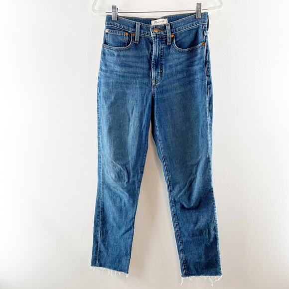 Madewell High Rise Raw Hem Perfect Vintage Jeans Blue 25 - Picture 3 of 12